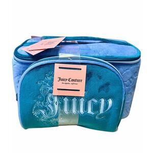 Juicy Couture Cosmetic Travel Bags 2pc Blue-Teal Color Bottle Including NWT